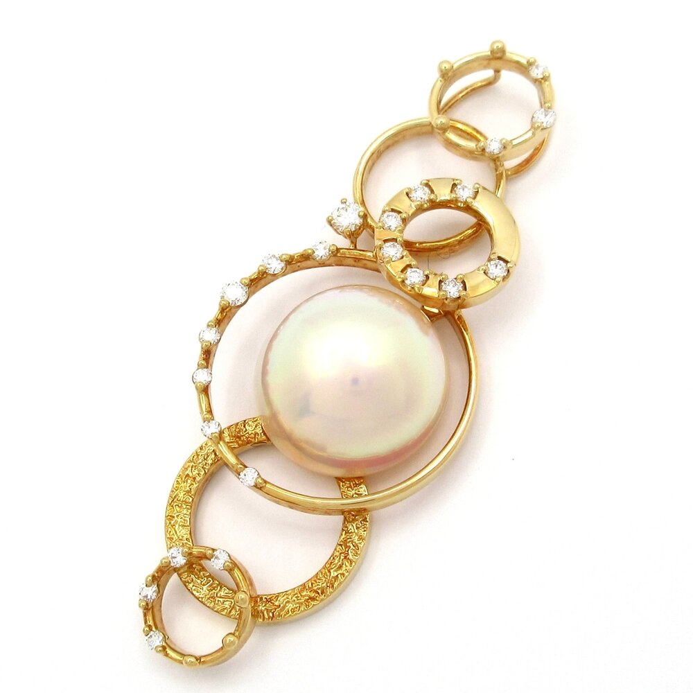 Tasaki Pendant Head 18K Yellow Gold Pearl Diamond